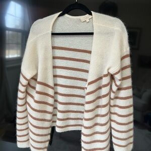 Sezane Barry Cardigan- Striped Cream and Brown Women's Sweater